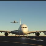 MSFS A380 on runway go around