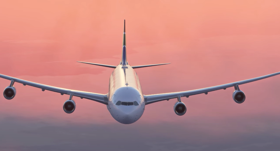 LatinVFR A340 flying sunset