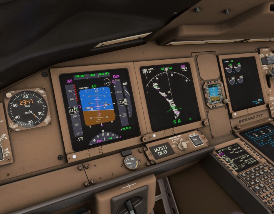 MSFS PMDG 777 Cockpit Climb