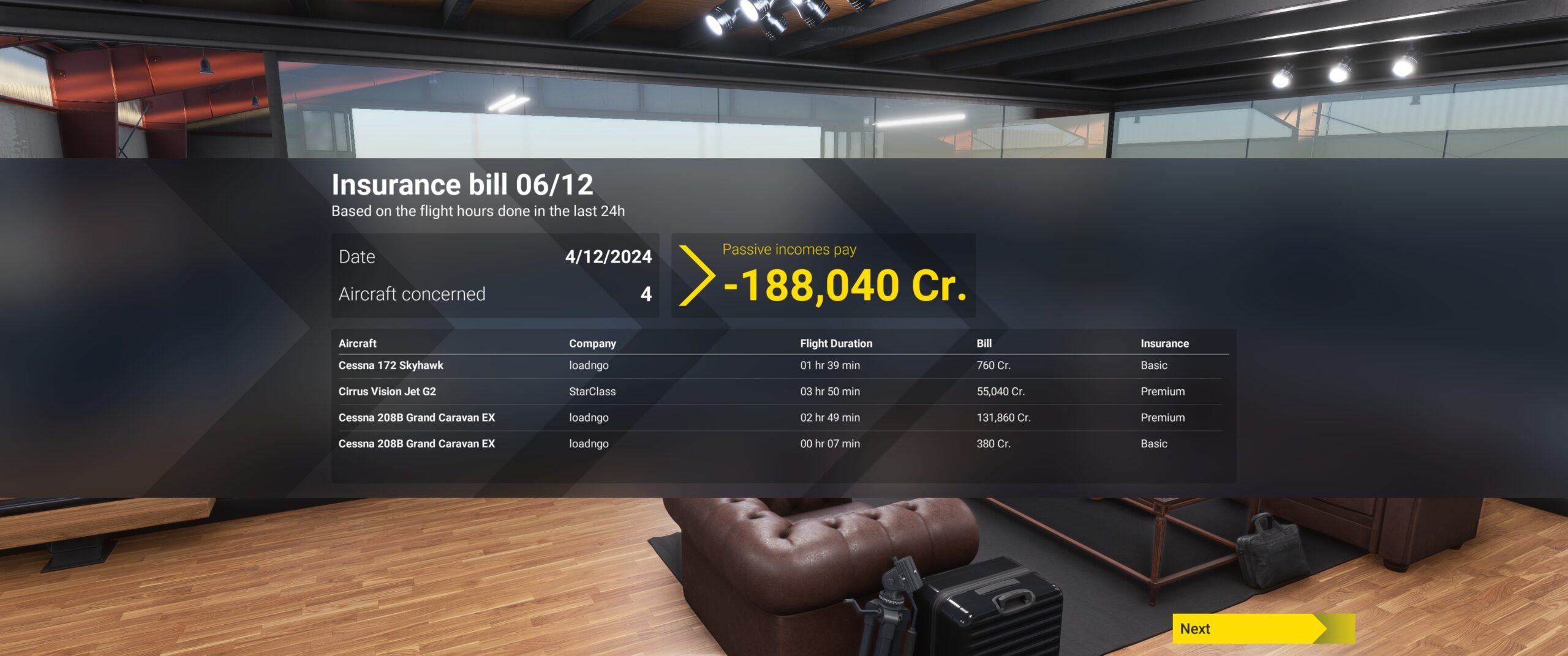 MSFS 2024 Career mode negitive passive income